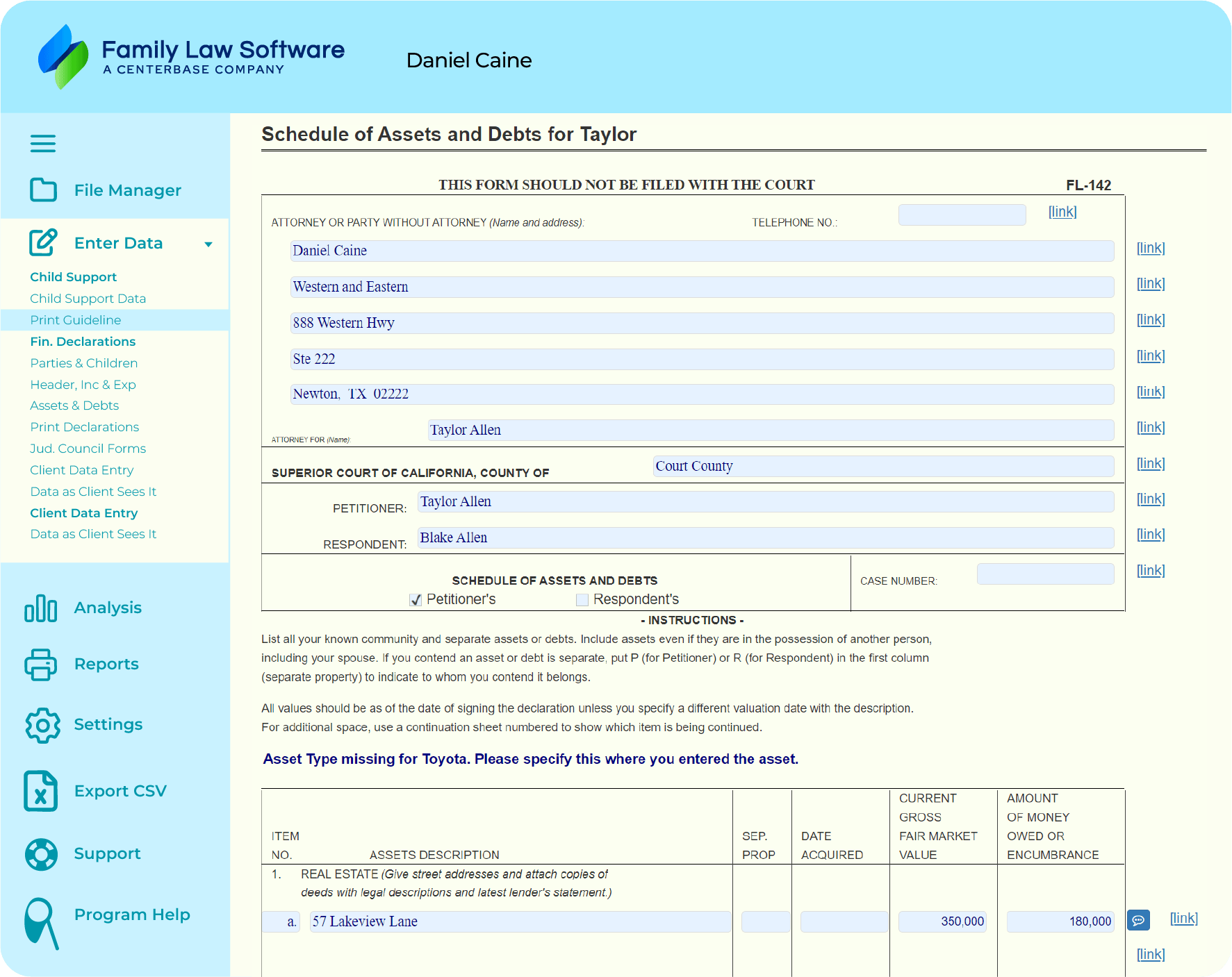 Computer running Family Law Software